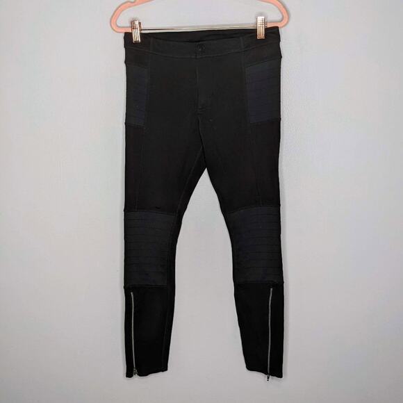Athleta Black Trailsetter Motion Ankle Zip Ponte Moto Pants With Pockets Size 6 - Picture 1 of 9